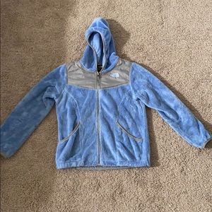 blue north face jacket